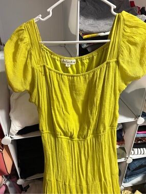 Indigo Rose Yellow Midi Dress